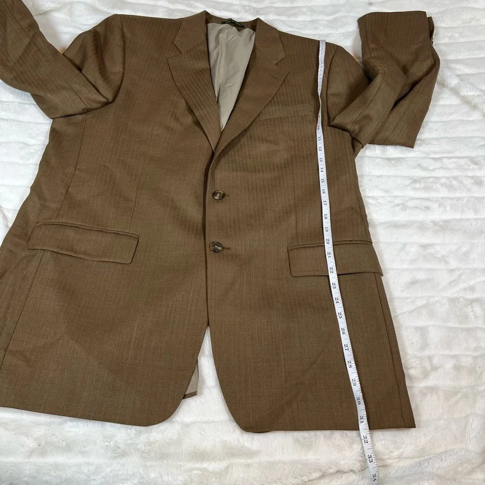 Lauren Ralph Lauren Mens Brown 44L 100% Wool Fall Single Breast Suit Jacket City